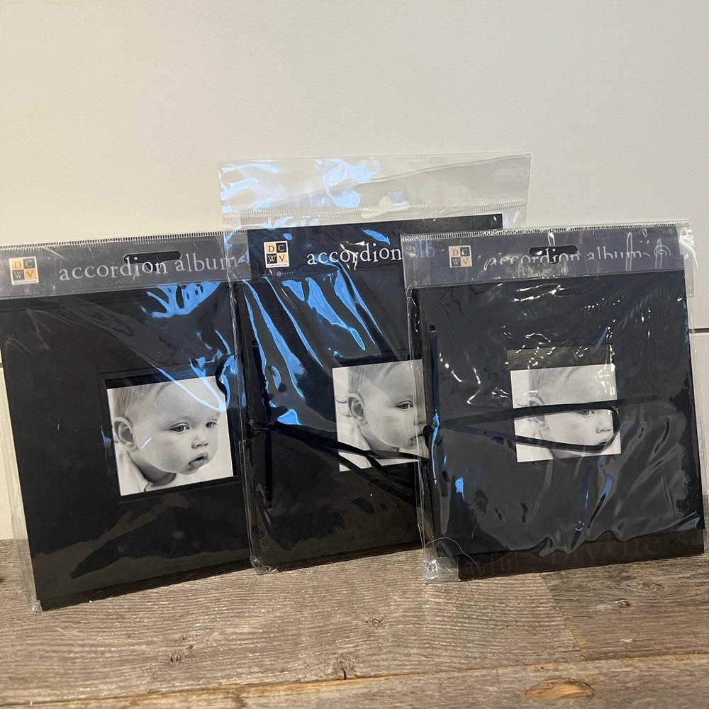 NEW 3x Black 6” x 6” accordion albums
